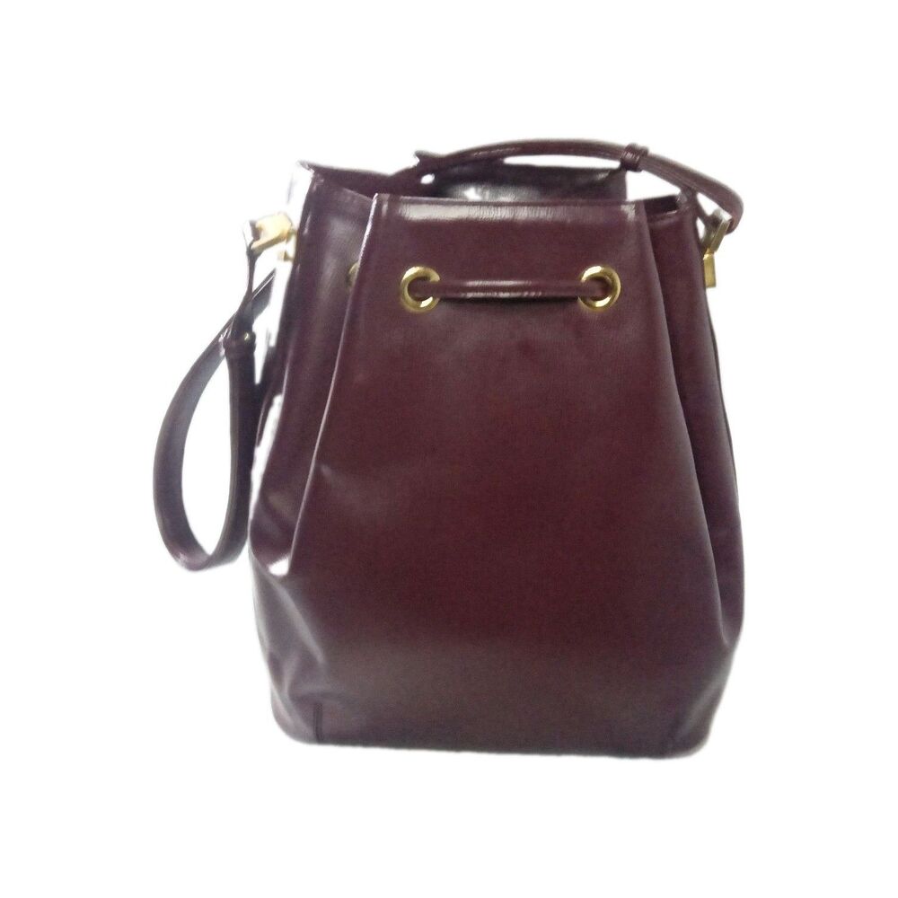 Vintage Louis Quatorze Saffiano Leather Shoulder Bag Burgundy Louis The 14th